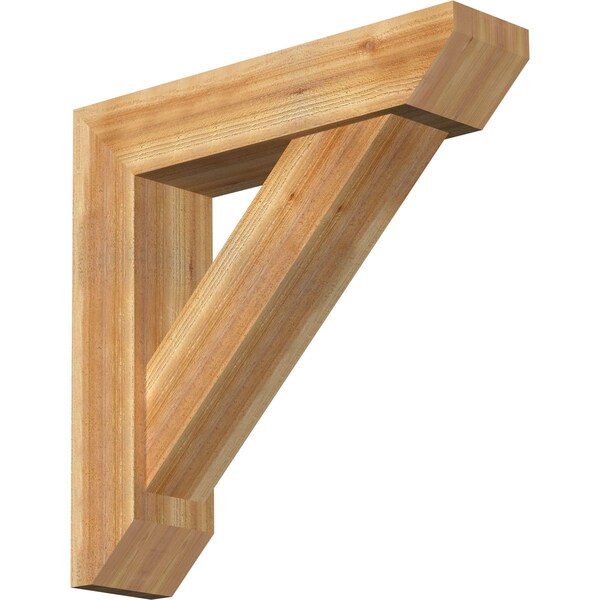 Ekena Millwork Traditional Slat Rough Sawn Bracket w/ Offset Brace, Western Red Cedar, 8"W x 34"D x 34"H BKT0806X34X34TRA06RWR - main